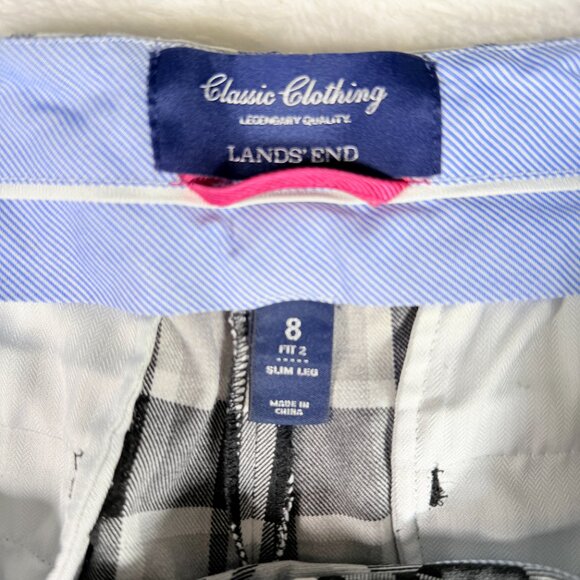 Land's End Classic Clothing Legendary Quality Size 8, Slim Leg Plaid Pants - Picture 2 of 7